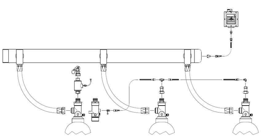 Схема подключения нескольких модулей пожаротушения с применением ГОТВ Novec 1230